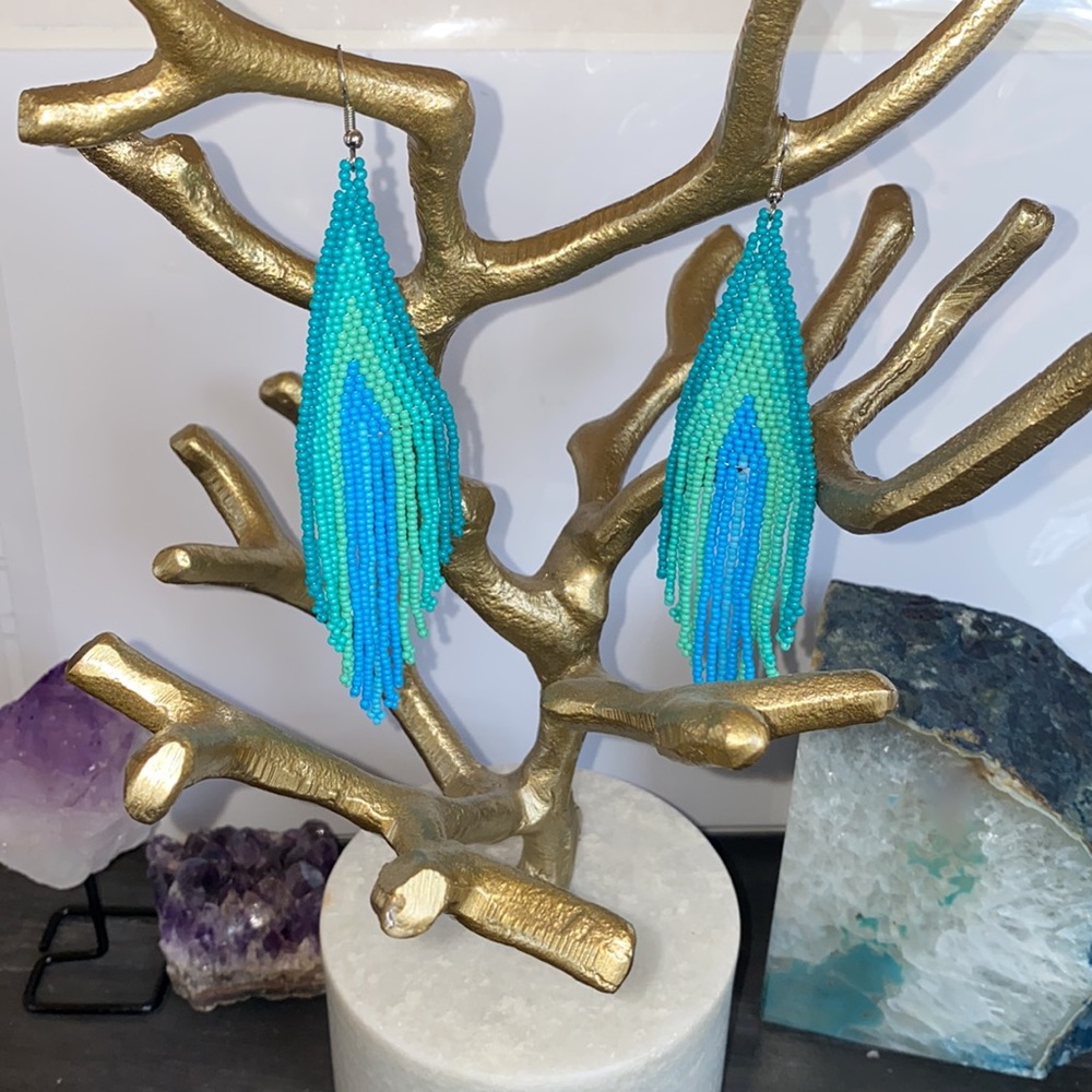 HP๐NEW Boho Stunning turquoise bead earrings - Picture 13 of 14
